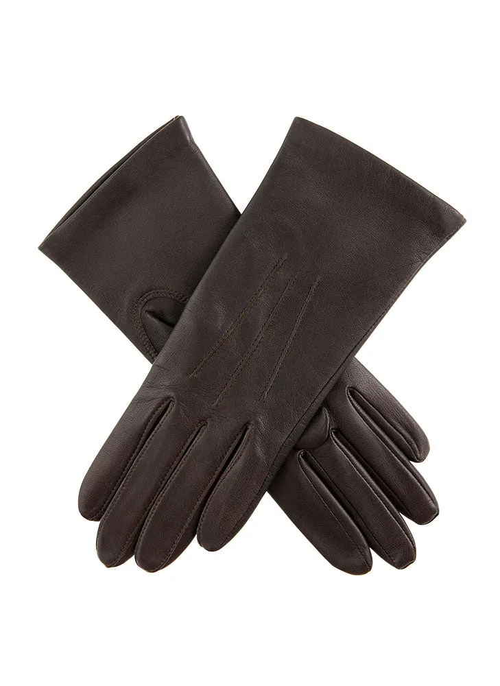 Women's Three-Point Silk-Lined Leather Gloves