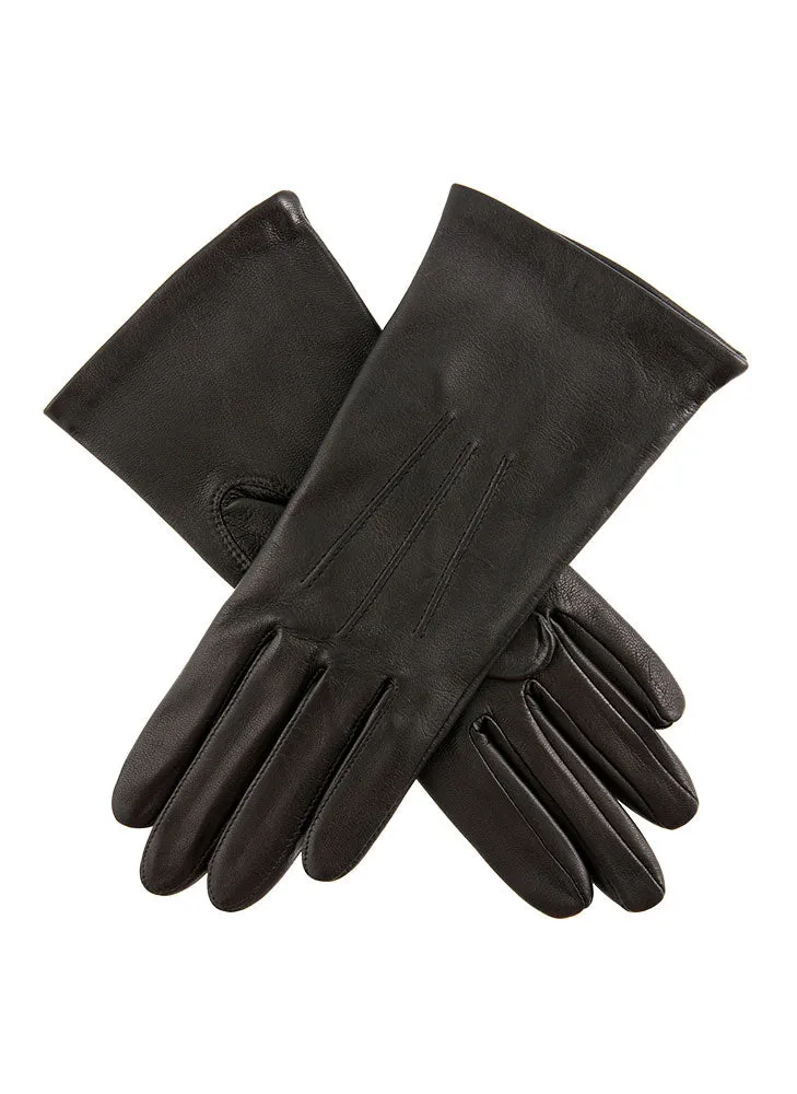 Women's Three-Point Silk-Lined Leather Gloves